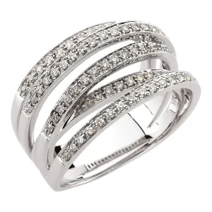 14k White Gold 1/2 CTW Diamond Criss-Cross Ring , Size 7