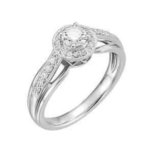 14k White Gold 1/2 CTW Diamond Engagement Ring , Size 7