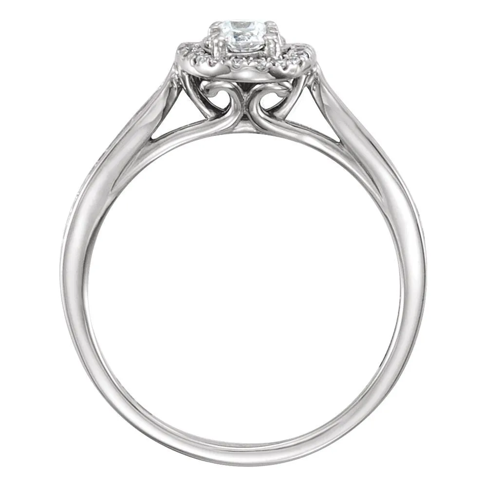 14k White Gold 1/2 CTW Diamond Engagement Ring, Size 7
