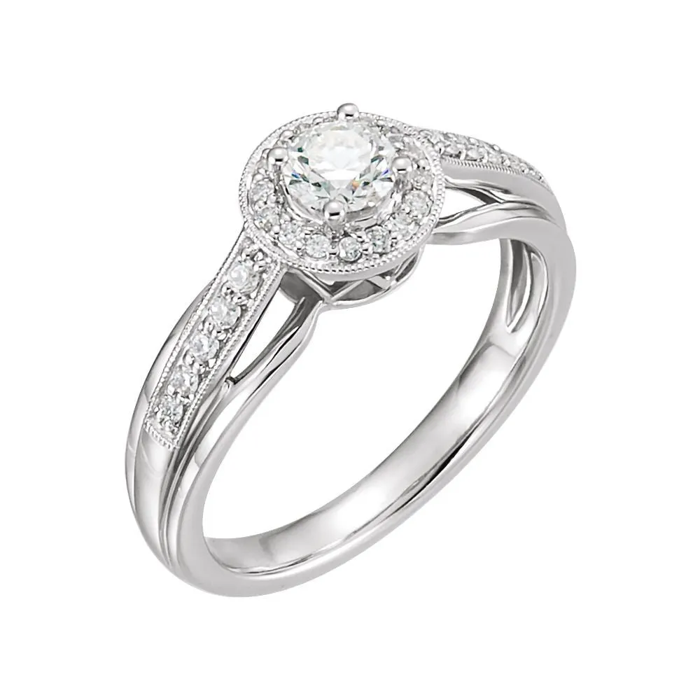 14k White Gold 1/2 CTW Diamond Engagement Ring , Size 7