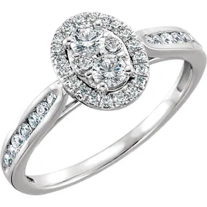 14k White Gold 1/2 CTW Diamond Engagement Ring, Size 7