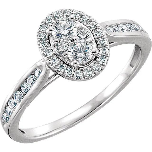 14k White Gold 1/2 CTW Diamond Engagement Ring, Size 7