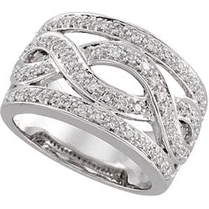 14k White Gold 1/2 CTW Diamond Infinity-Inspired Band, Size 7