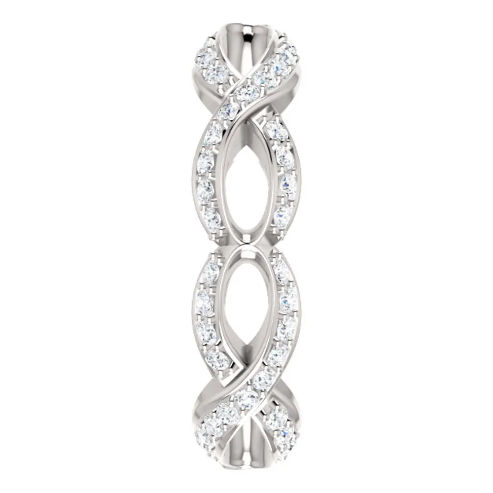 14k White Gold 1/2 CTW Diamond Infinity-Inspired Eternity Band Size 5.5