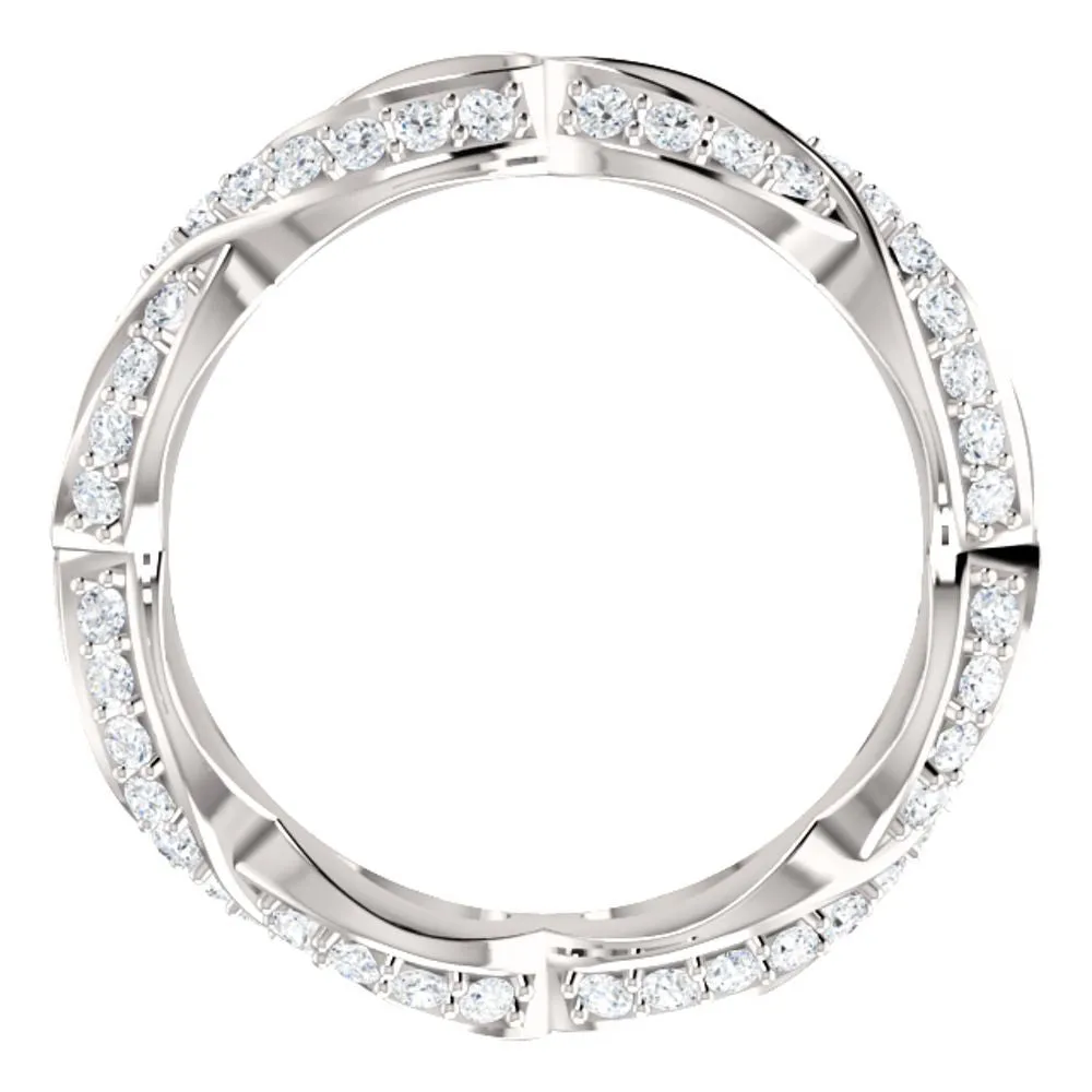 14k White Gold 1/2 CTW Diamond Infinity-Inspired Eternity Band Size 5.5