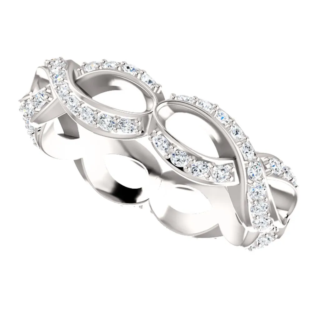 14k White Gold 1/2 CTW Diamond Infinity-Inspired Eternity Band Size 5.5