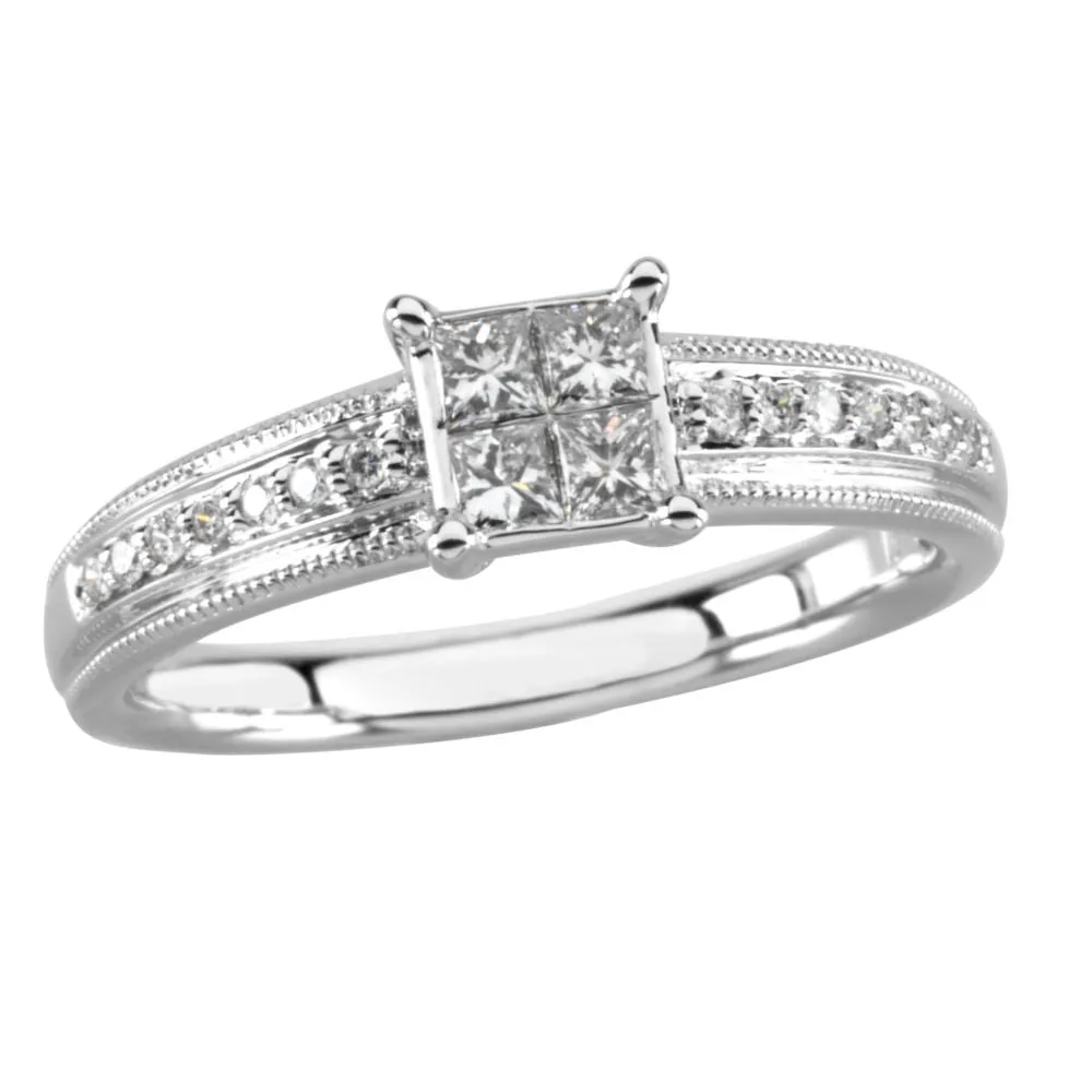 14k White Gold 1/3 CTW Diamond Engagement Ring, Size 7