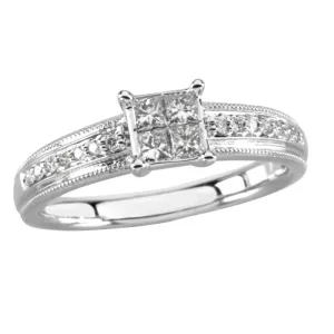 14k White Gold 1/3 CTW Diamond Engagement Ring, Size 7