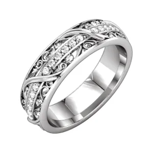 14k White Gold 1/3 CTW Diamond Sculptural-Inspired Eternity Band, Size 7