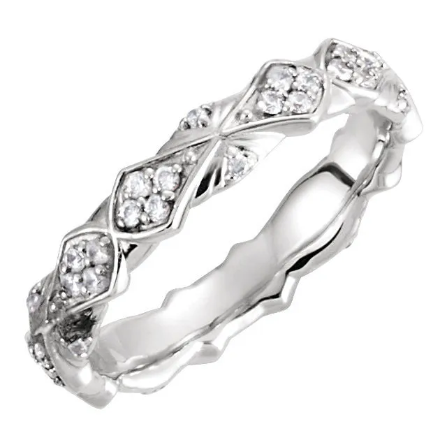 14k White Gold 1/3 CTW Diamond Sculptural-Inspired Eternity Band Size 7