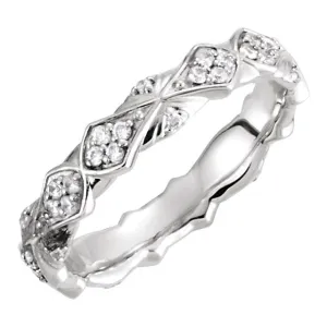 14k White Gold 1/3 CTW Diamond Sculptural-Inspired Eternity Band Size 7