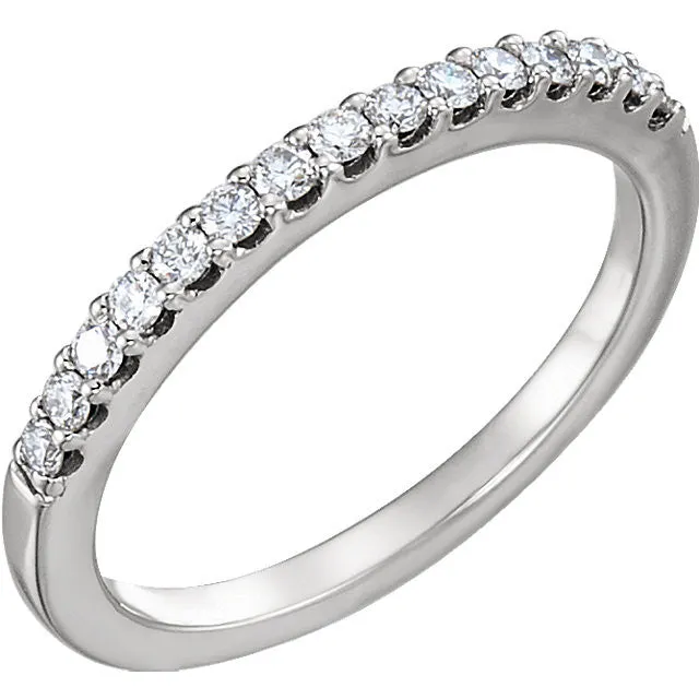 14k White Gold 1/4 CTW Diamond Band for 6.5mm Engagement, Size 7
