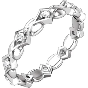 14k White Gold 1/5 CTW Diamond Sculptural-Inspired Eternity Band Size 7