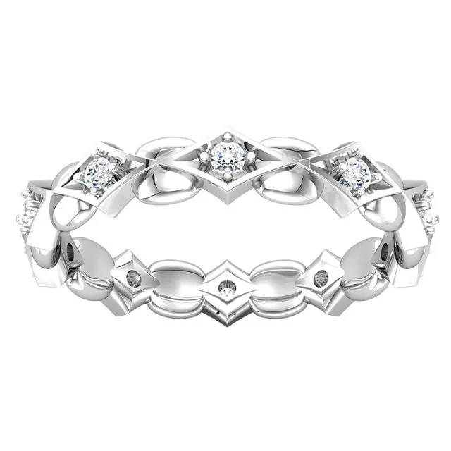 14k White Gold 1/5 CTW Diamond Sculptural-Inspired Eternity Band Size 7