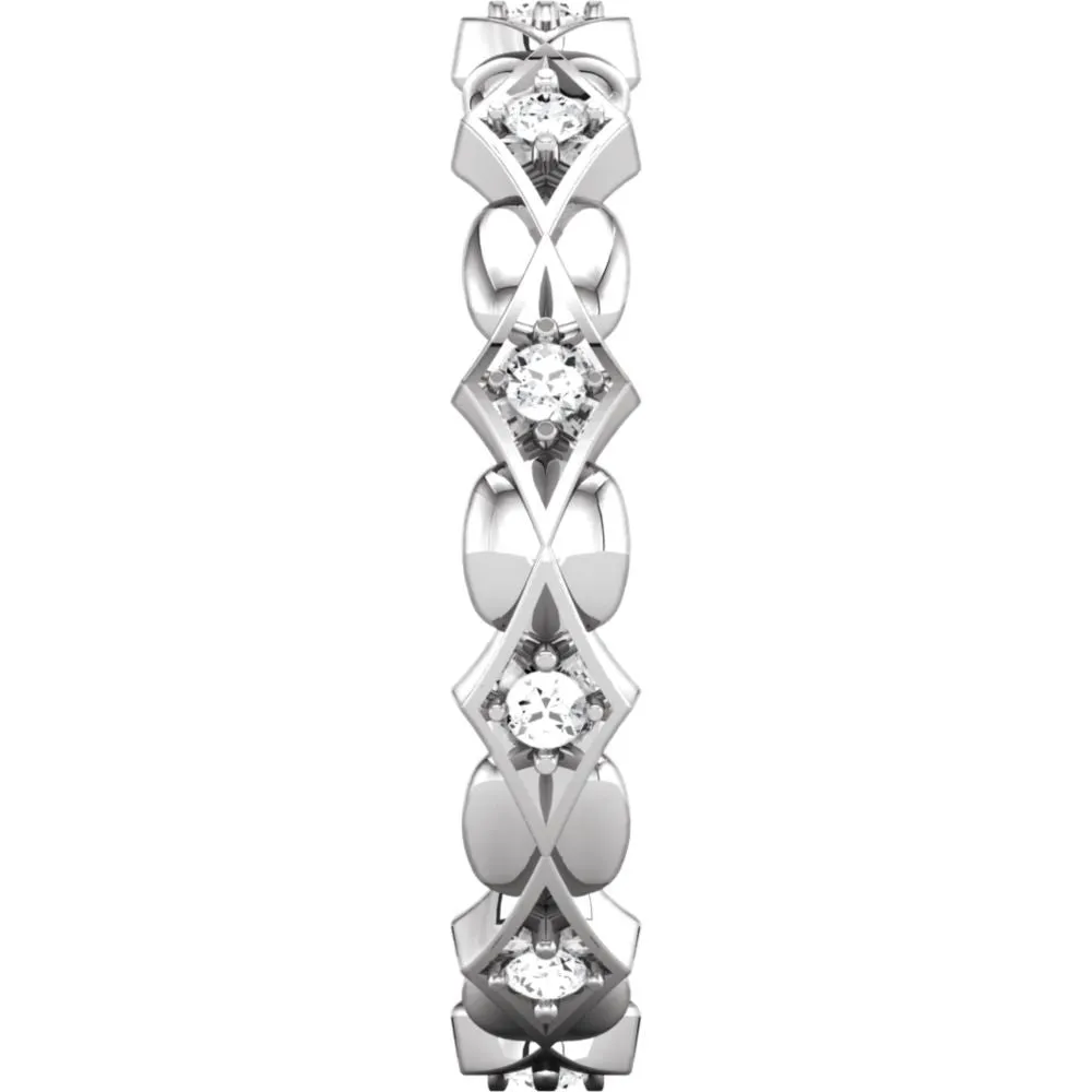 14k White Gold 1/5 CTW Diamond Sculptural-Inspired Eternity Band Size 7