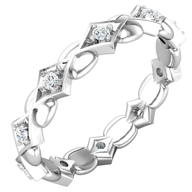 14k White Gold 1/5 CTW Diamond Sculptural-Inspired Eternity Band Size 7