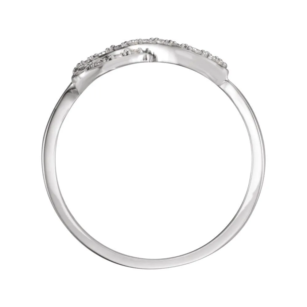 14k White Gold 1/8 CTW Diamond Infinity-Inspired Ring, Size 7