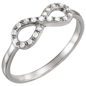 14k White Gold 1/8 CTW Diamond Infinity-Inspired Ring, Size 7