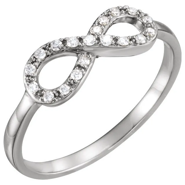 14k White Gold 1/8 CTW Diamond Infinity-Inspired Ring, Size 7