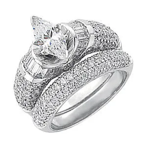 14k White Gold 3/4 wedding band for matching Baguette Accented Engagement Ring, Size 6