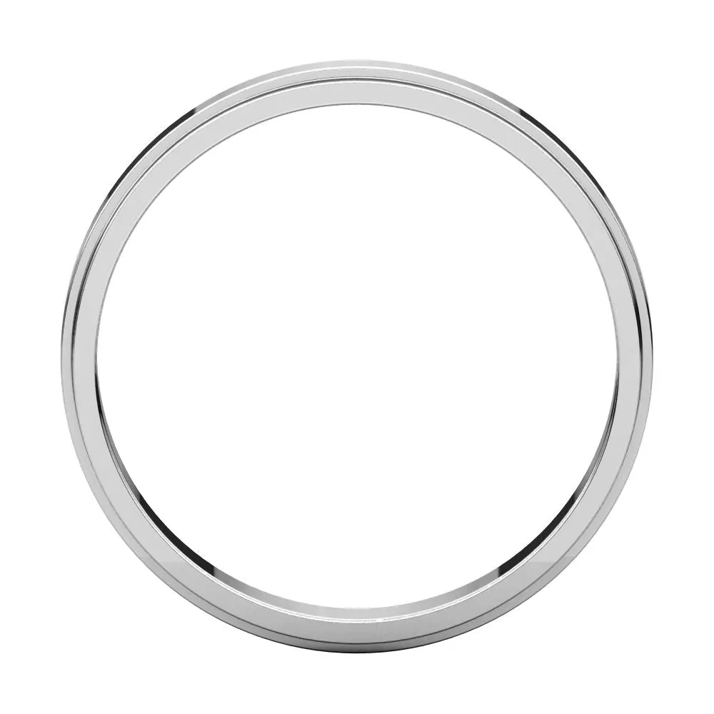 14k White Gold 3mm Flat Edge Band, Size 6.5