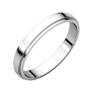 14k White Gold 3mm Flat Edge Band, Size 6.5