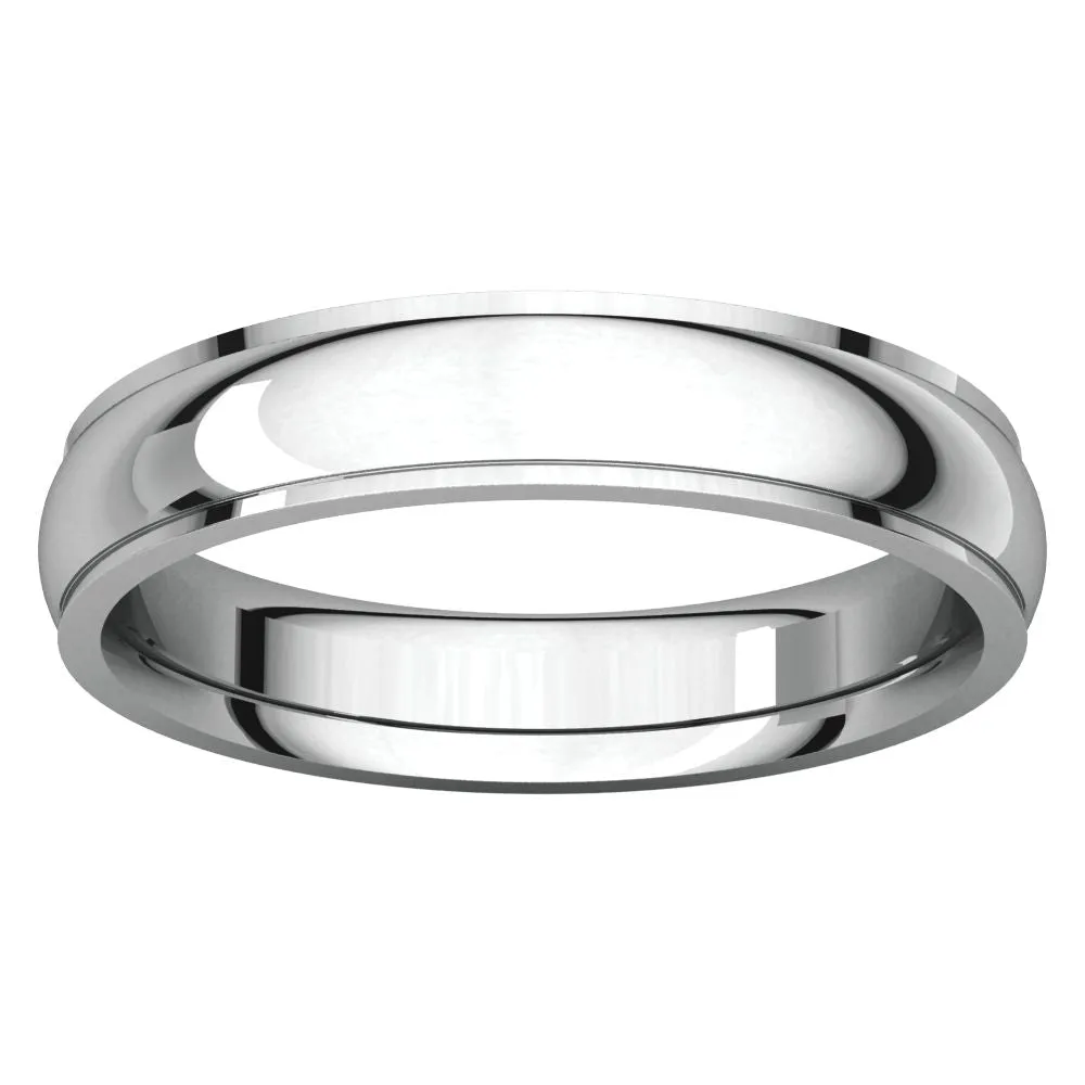 14k White Gold 4mm Comfort Fit Edge Band , Size 7