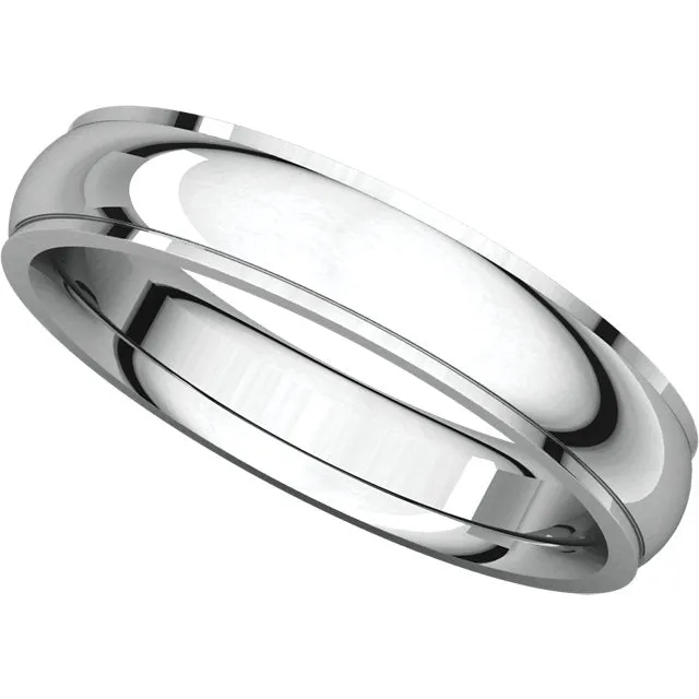 14k White Gold 4mm Comfort Fit Edge Band , Size 7