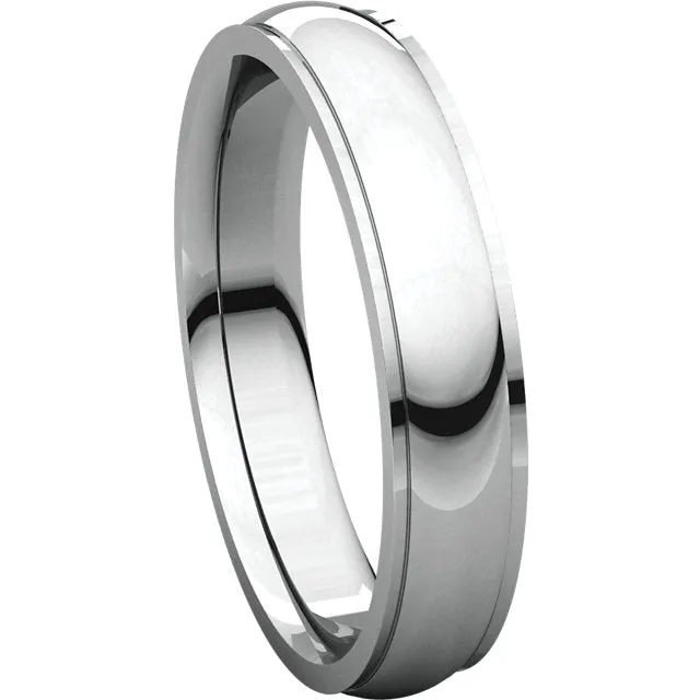 14k White Gold 4mm Comfort Fit Edge Band , Size 7