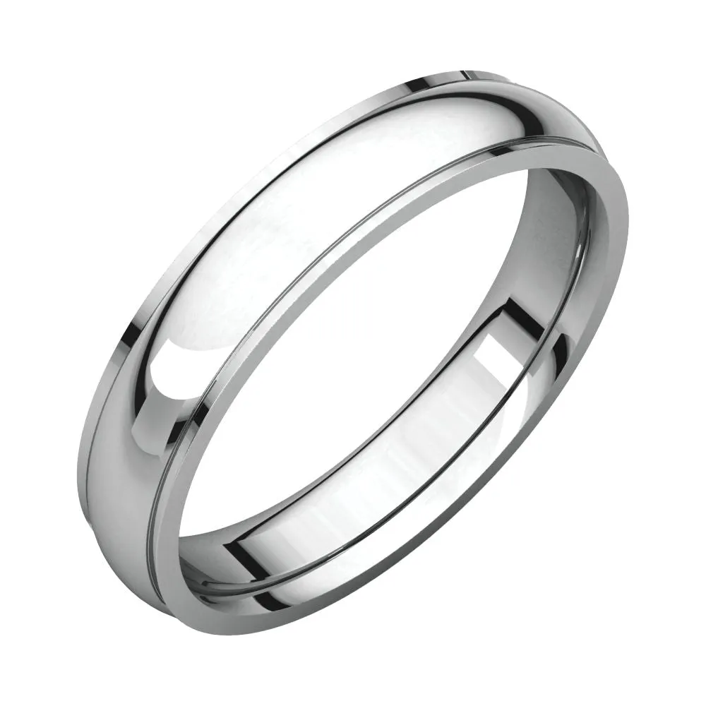 14k White Gold 4mm Comfort Fit Edge Band , Size 7