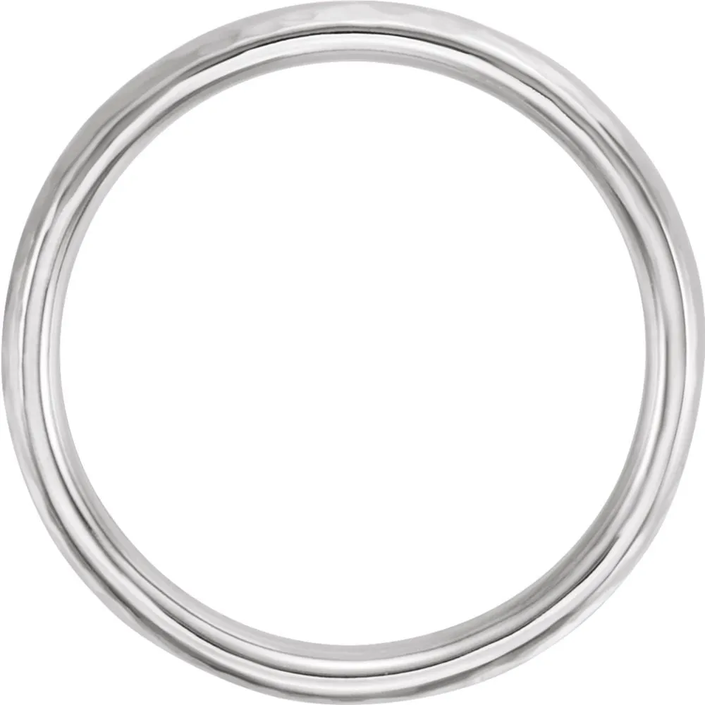 14k White Gold 4mm Comfort Fit Hammer Finish Band Size 11