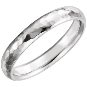 14k White Gold 4mm Comfort Fit Hammer Finish Band Size 11