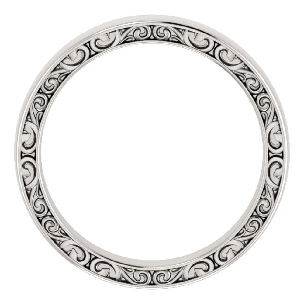 14k White Gold 4mm Sculptural-Inspired Relief Pattern Band Size 7