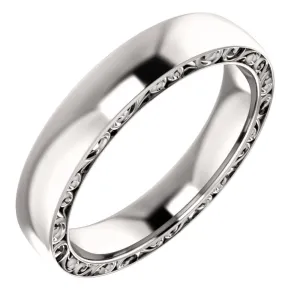14k White Gold 4mm Sculptural-Inspired Relief Pattern Band Size 7