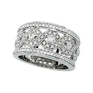 14k White Gold 5/8 CTW Diamond Openwork Infinity-Inspired Band, Size 7