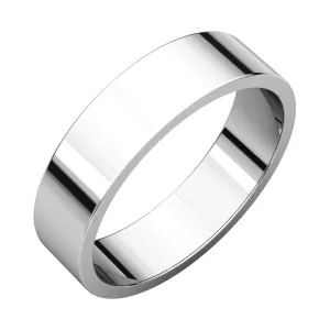 14k White Gold 5mm Flat Band, Size 5.5