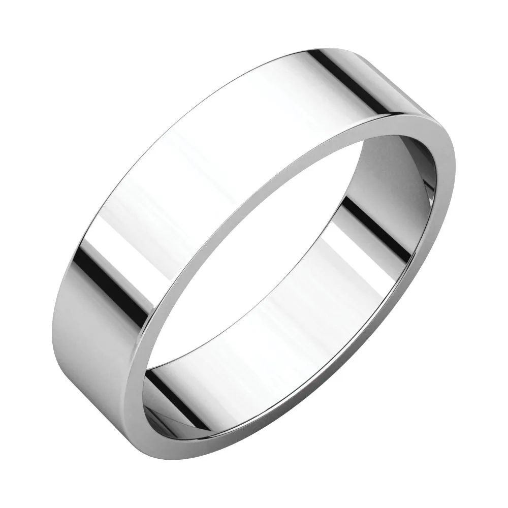14k White Gold 5mm Flat Band, Size 5.5