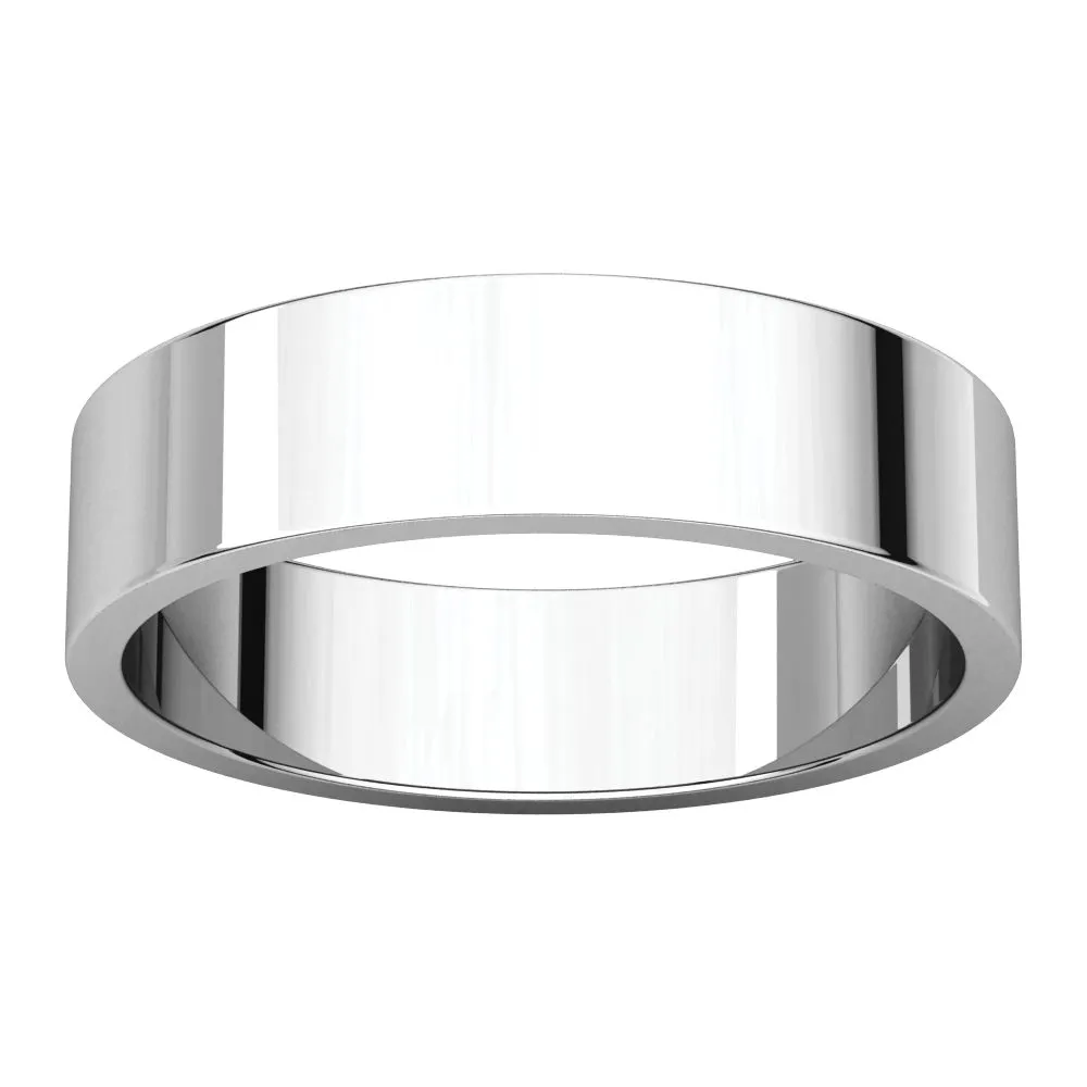 14k White Gold 5mm Flat Band, Size 5.5