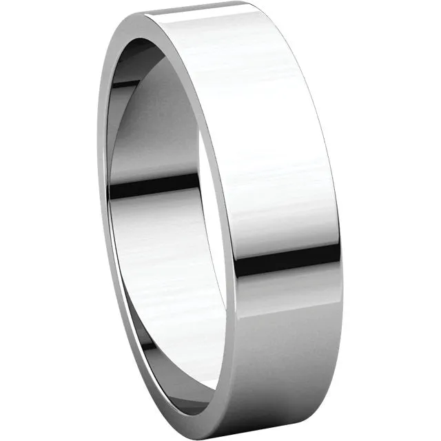 14k White Gold 5mm Flat Band, Size 5.5