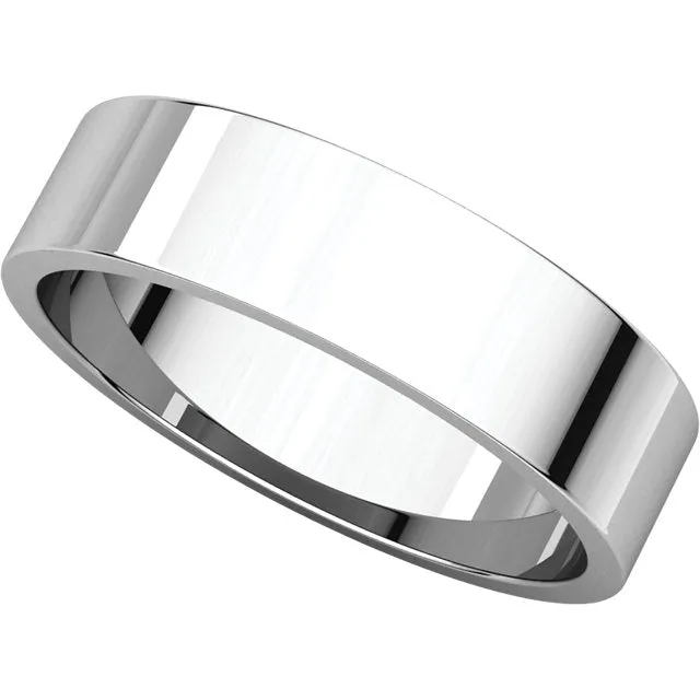 14k White Gold 5mm Flat Band, Size 5.5