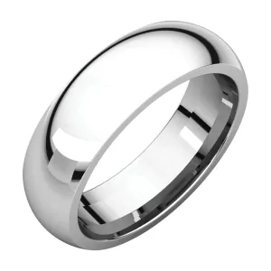 14k White Gold 6mm Comfort Fit Band, Size 6.5