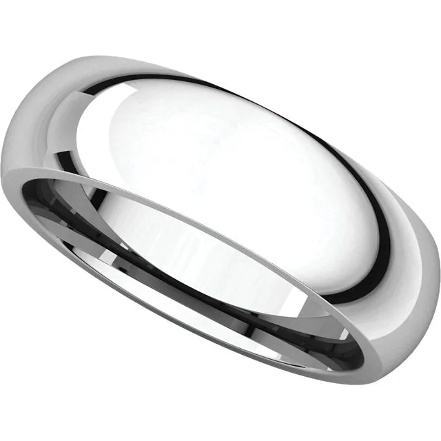 14k White Gold 6mm Comfort Fit Band, Size 6.5