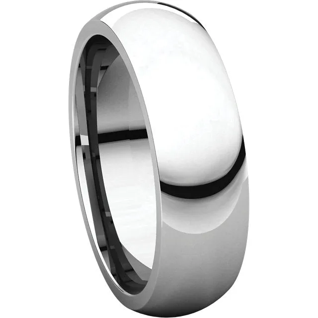 14k White Gold 6mm Comfort Fit Band, Size 6.5