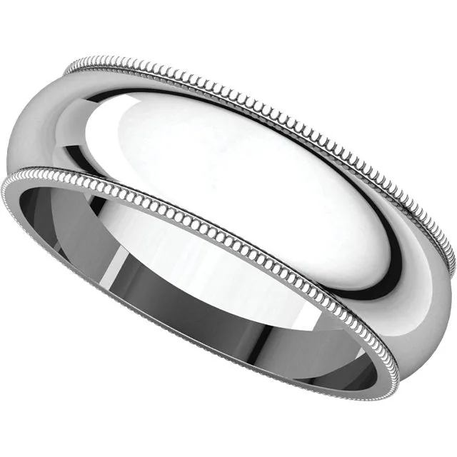 14k White Gold 6mm Milgrain Band, Size 6