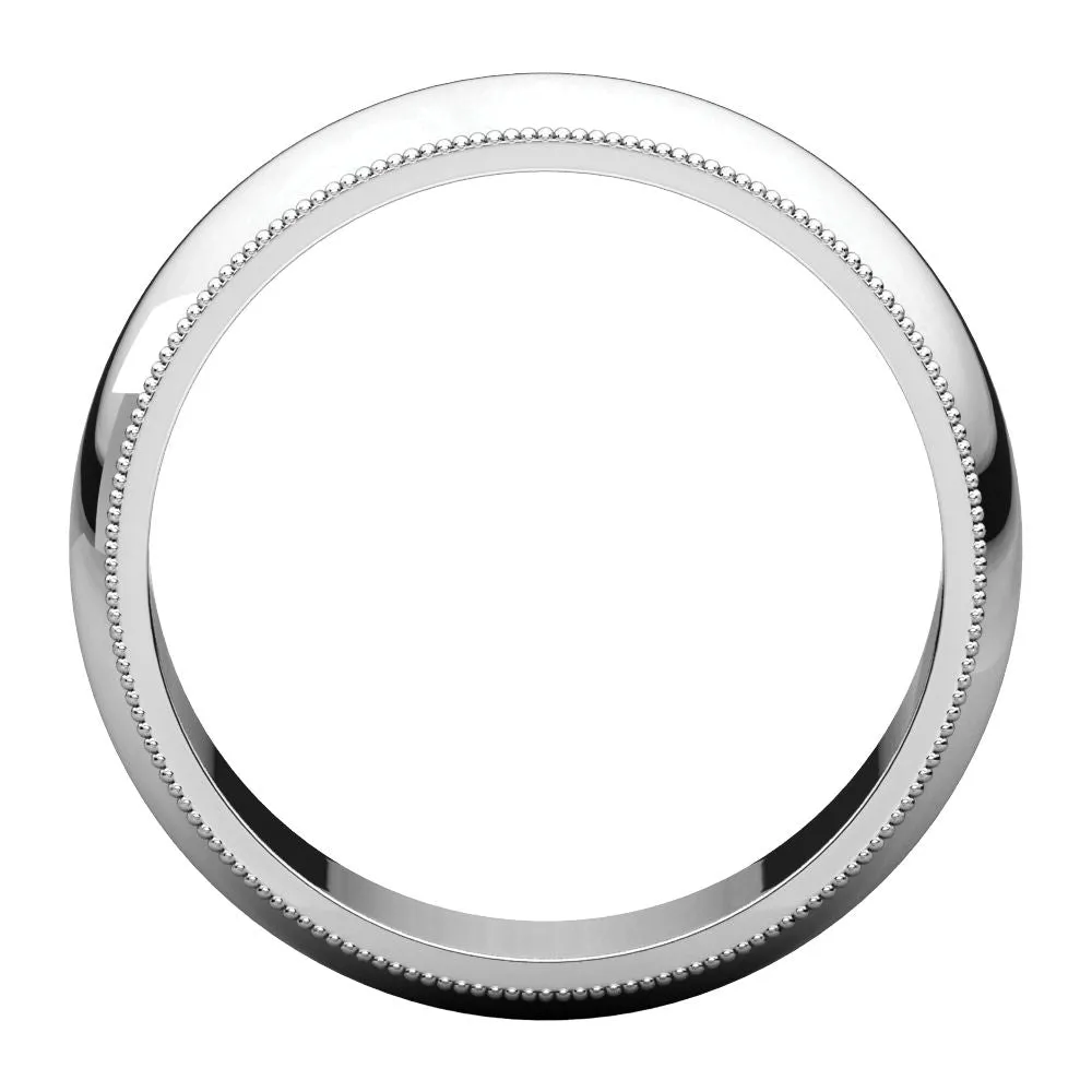 14k White Gold 6mm Milgrain Band, Size 6
