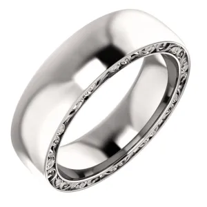 14k White Gold 6mm Sculptural-Inspired Relief Pattern Band Size 7