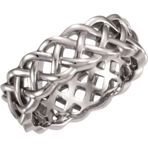 14k White Gold 8mm Celtic Inspired Band Size 8