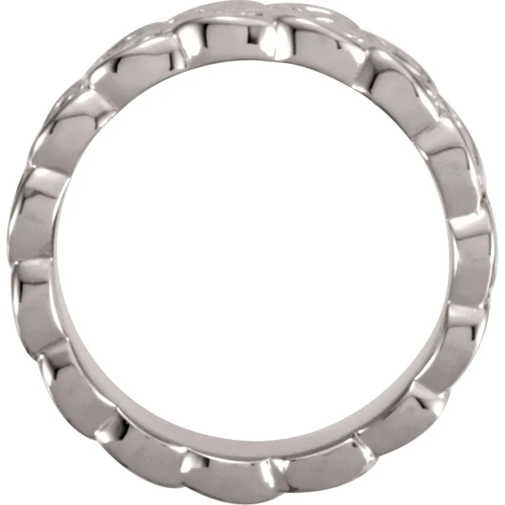 14k White Gold 8mm Celtic-Inspired Band, Size 8