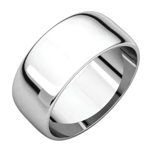 14k White Gold 8mm Half Round Light Band, Size 10.5