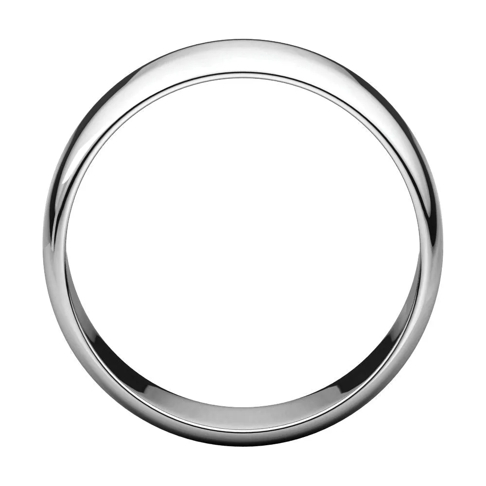 14k White Gold 8mm Half Round Light Band, Size 10.5